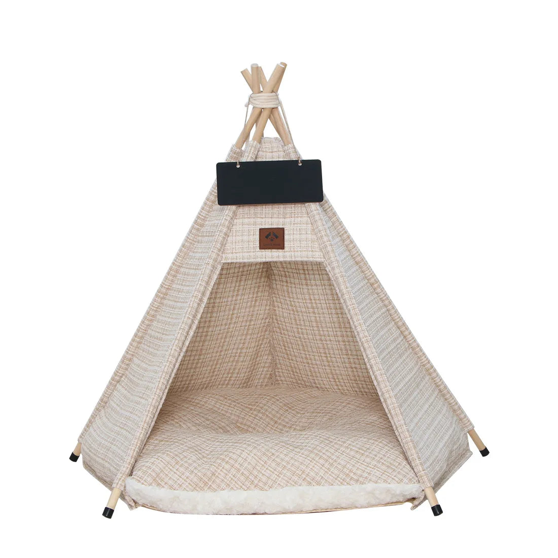 Dog Teepee Pet Tent Portable Dog House Cat Bed with Thick Warm Deep Sleeping Indoor Canvas Soft Puppy Teepee