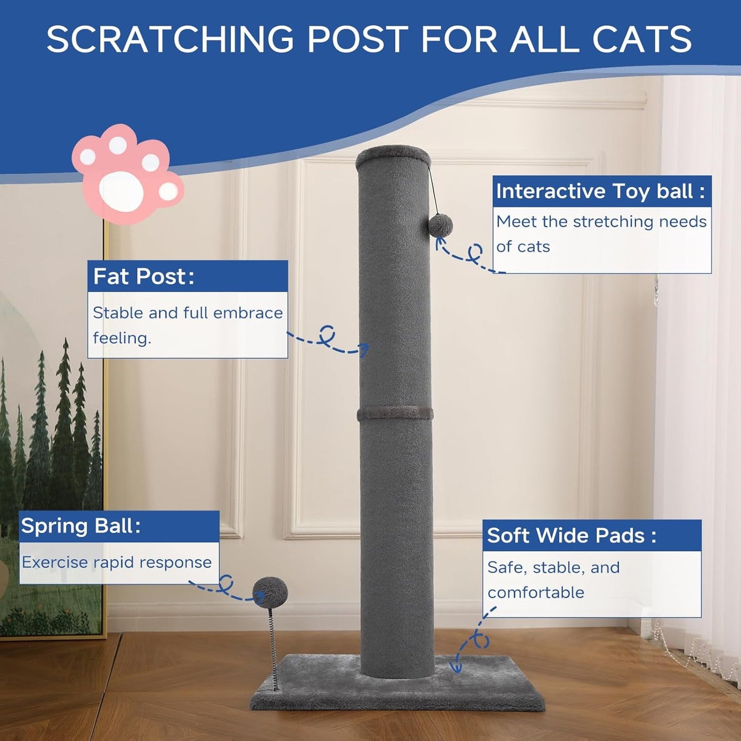 Cat Craft Bobcat 41" Cat Scratching Post with Hanging Toys | PetlyHome